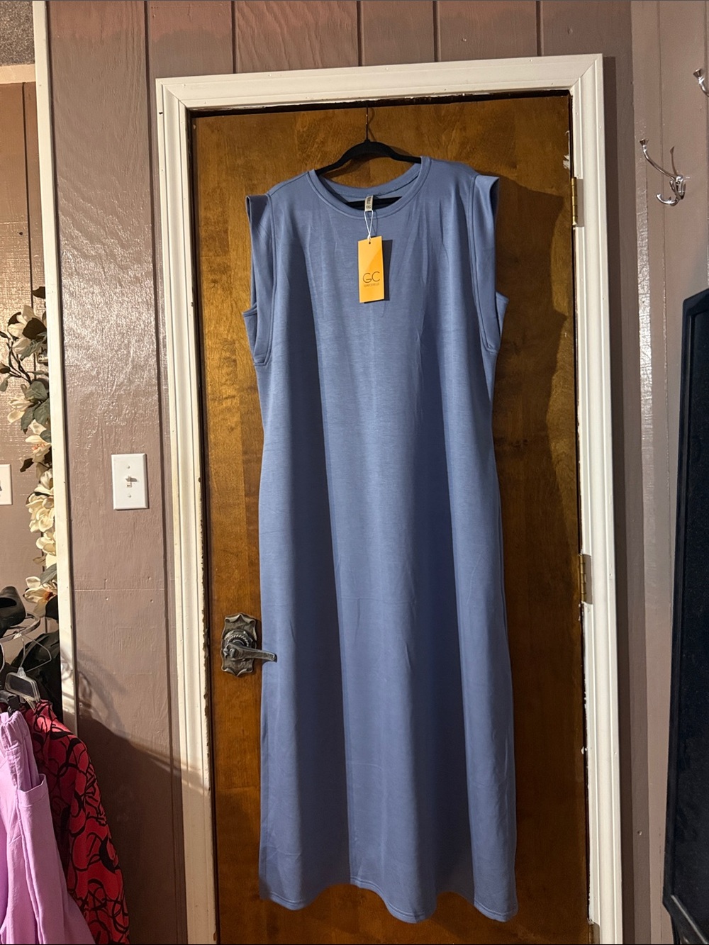 Sleeveless Shift Dress in Dusty Blue